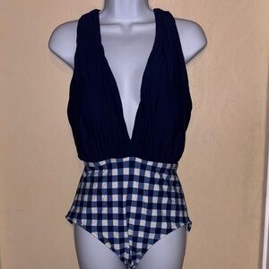 Sea Angel: Navy and White Checkered One Piece